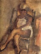 Jules Pascin, kerchiefed Lady